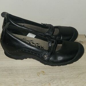 Merrell Women's Black Leather Mary Jane Plaza Bandeau Casual Comfort Shoes Sz 8
